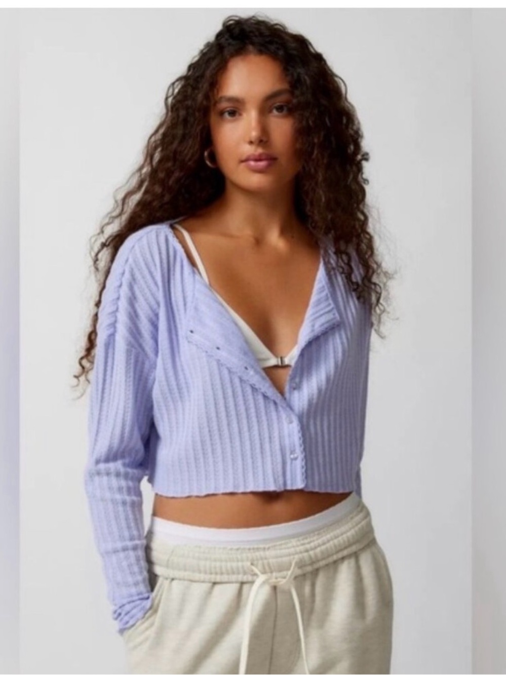 Urban Outfitters Leilani Button Cardigan New Small Periwinkle Lavender Purple